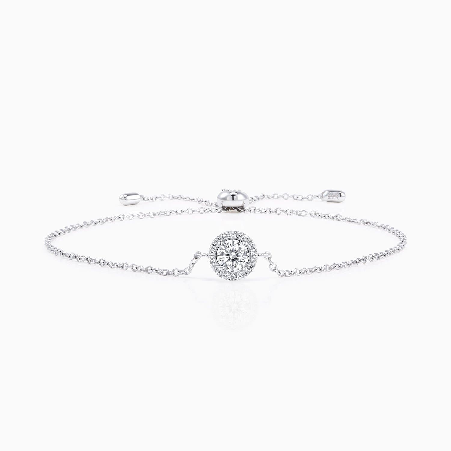 Moissanite Bracelet With Halo Round Solitaire Pendant 925 Sterling Silver 1 Carat