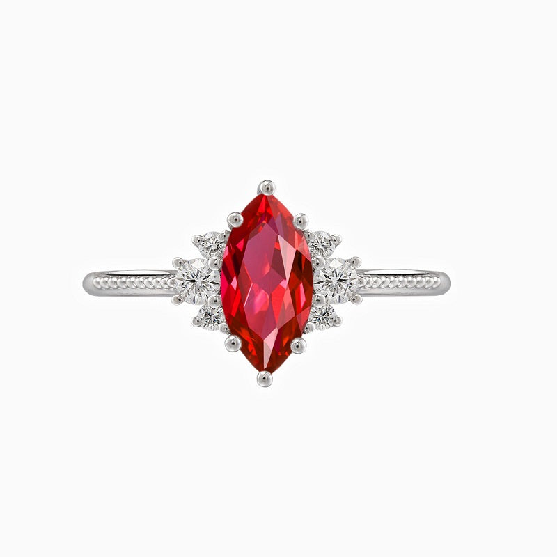 1.5 Carats Marquise Ruby Engagement Ring
