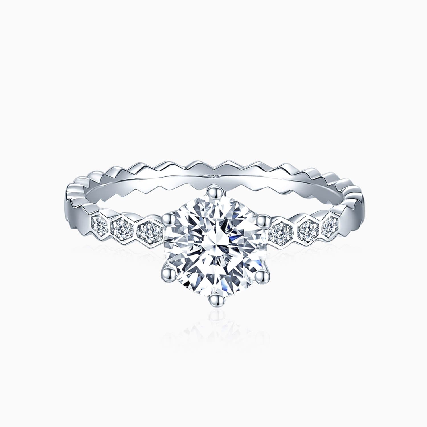 Promise Engagment Wedding Moissanite Ring Round Solitaire With Side Accents 1 Carat