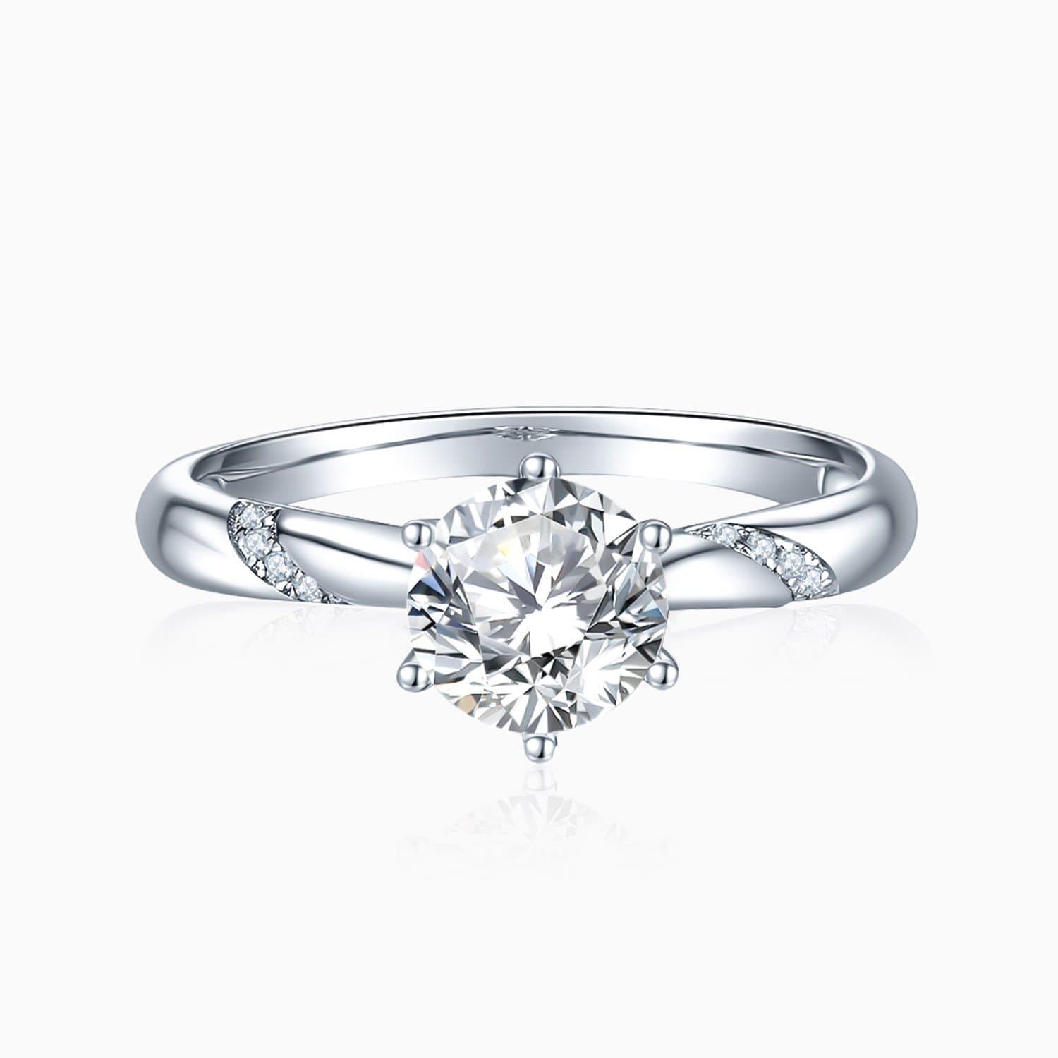 Promise Engagment Wedding Moissanite Ring Solitaire With Twisted Micro Pave Side Accents 1 Carat