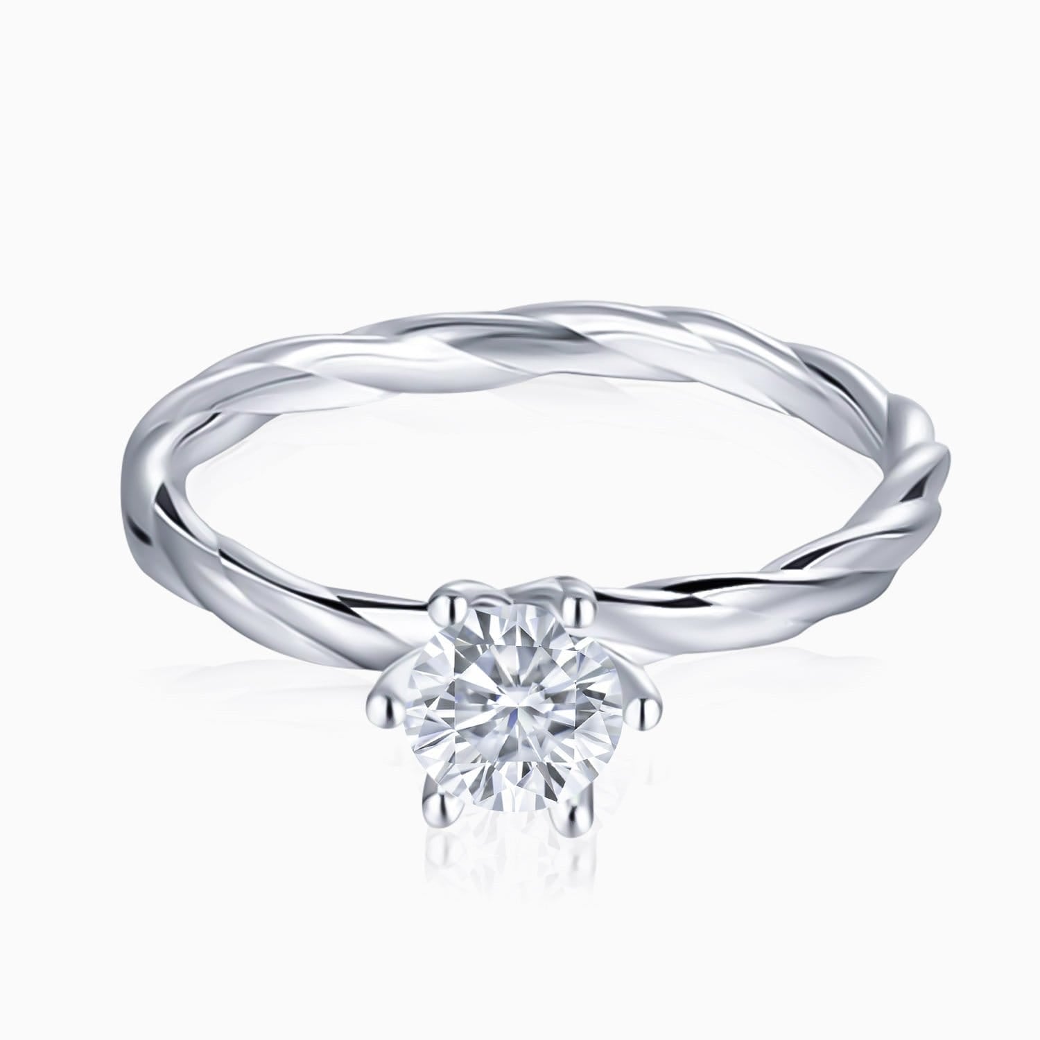 Promise Engagment Wedding Moissanite Ring Twisted Vine Shaped Six Prong Solitaire Stones 1 Carat