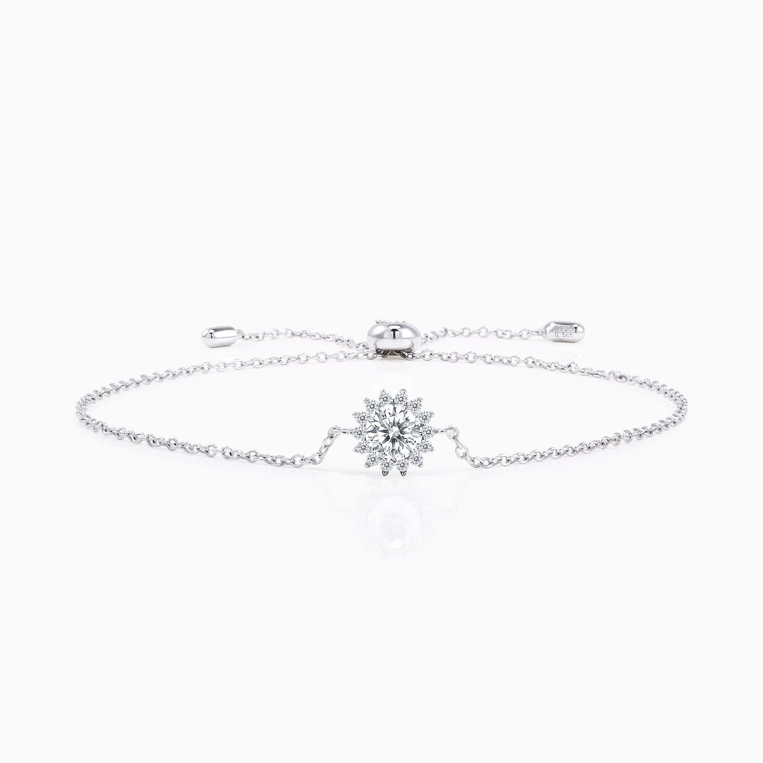 Moissanite Bracelet With Round Solitaire Pendant Radial Micro Pave With Side Stones 1 Carat