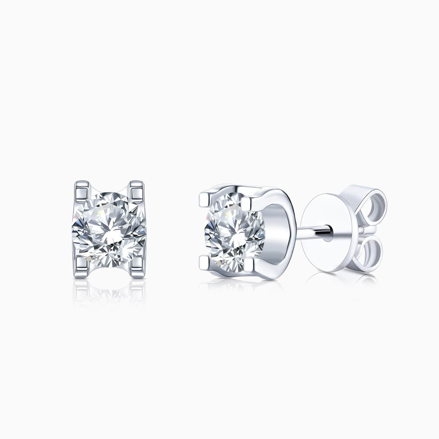 Moissanite Stud Earrings Four Prong Solitaire Gemstones Sterling Silver 1 Carat