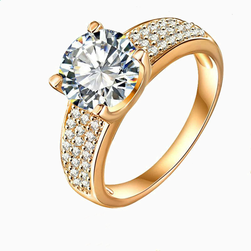 Gilded Promise Engagement Wedding Moissanite Four Prongs Inlaid Ring