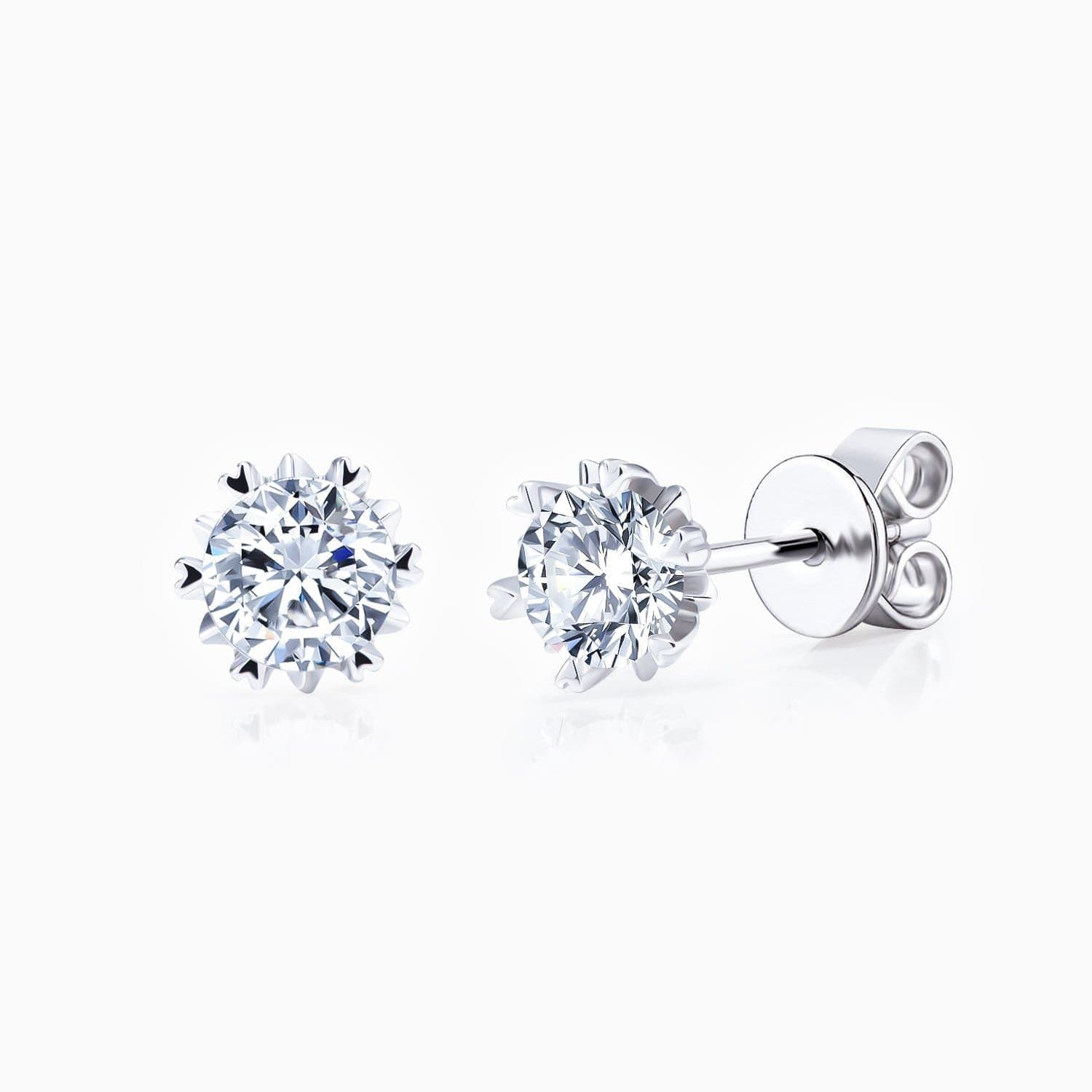 Moissanite Stud Earrings Six Prong Round Solitaire Gemstone 1 Carat