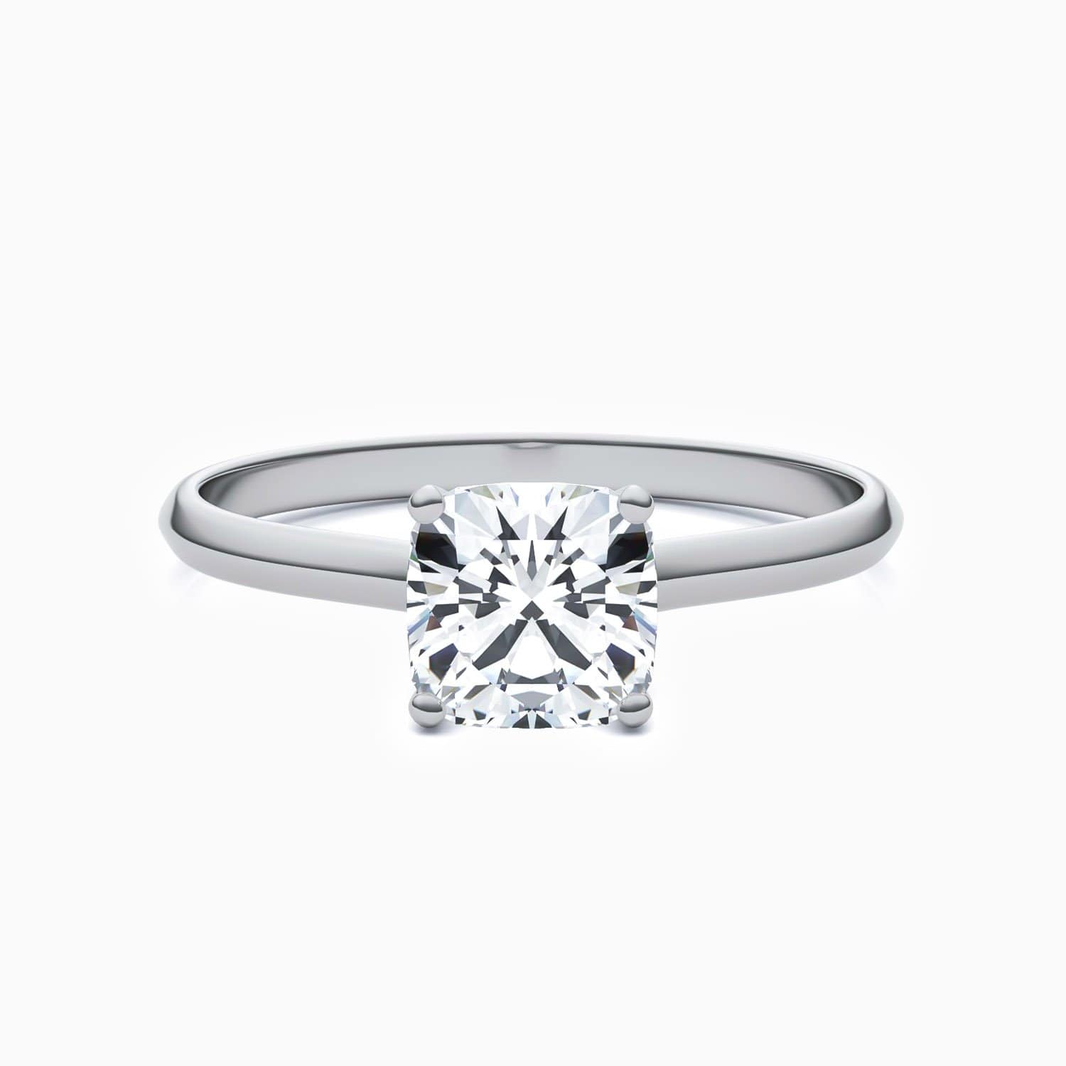 Promise Engagment Wedding Moissanite Ring Four Prong Cushion Solitaire 925 Sterling Silver White Gold Plating 1.02 Carat