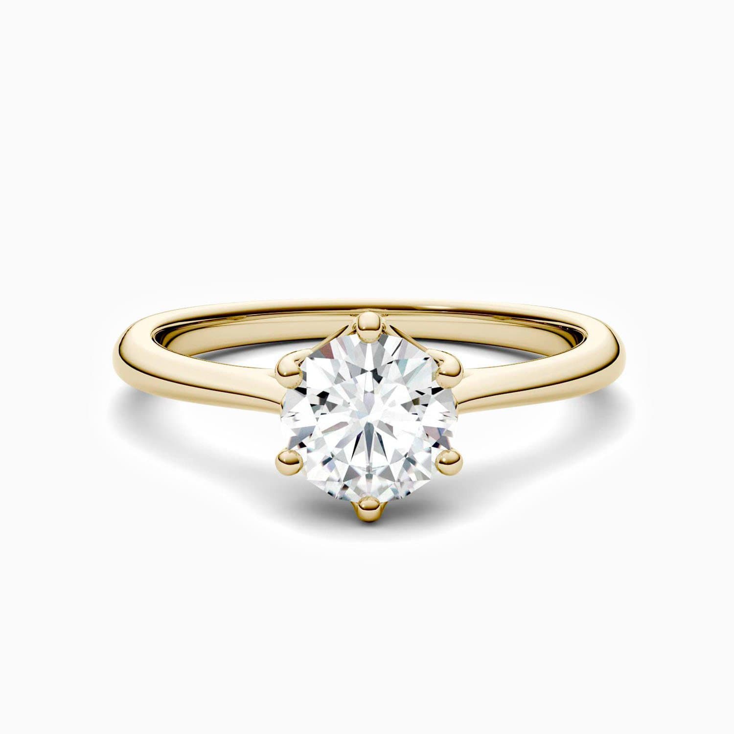 Promise Engagment Wedding Moissanite Ring Six Prong Round Solitaire Stones Gold Plating 1 Carat
