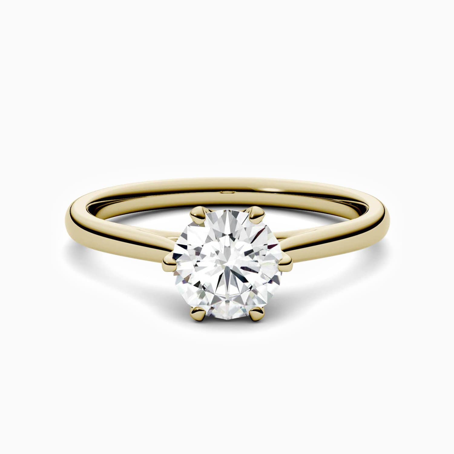 Round Moissanite Engagement Rings Six Prong Solitaire Stone Gold Color 3 Carats