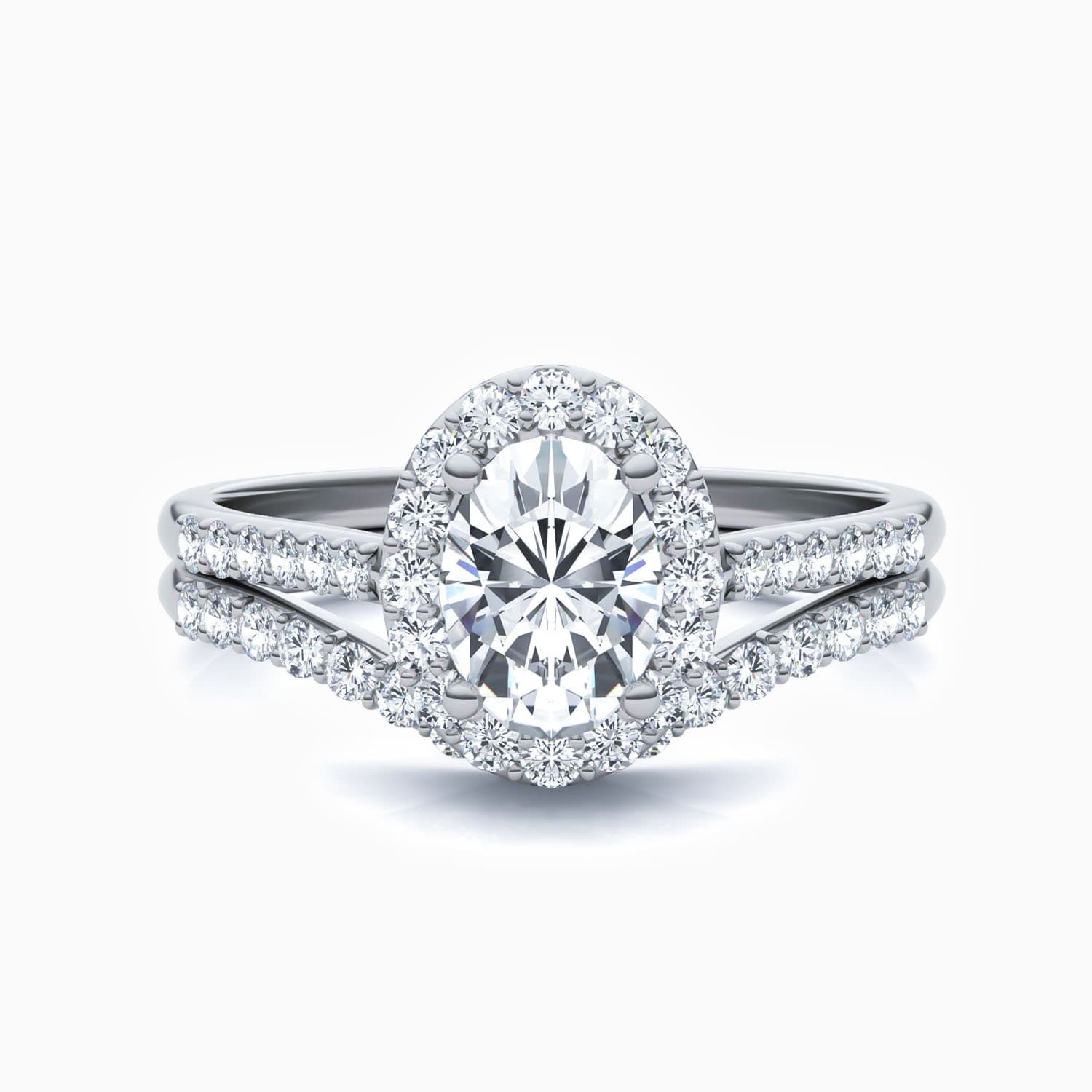 D Grade Promise Engagment Wedding Moissanite Bridal Sets Oval Solitaire Rings Micro Pave With Side Stones 1.36 Carat