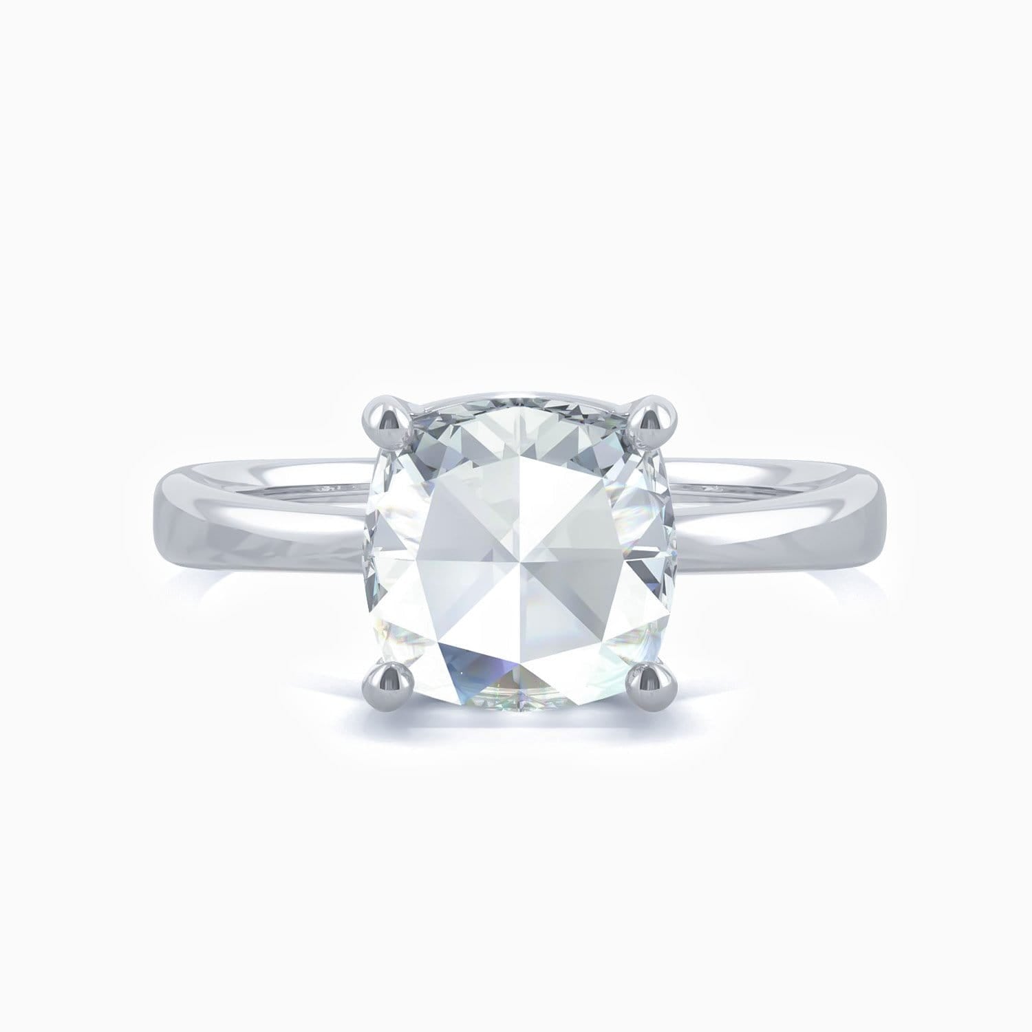 Promise Engagment Wedding Moissanite Ring Four Prong Cushion Solitaire 925 Sterling Silver White Gold Plating 2 Carats