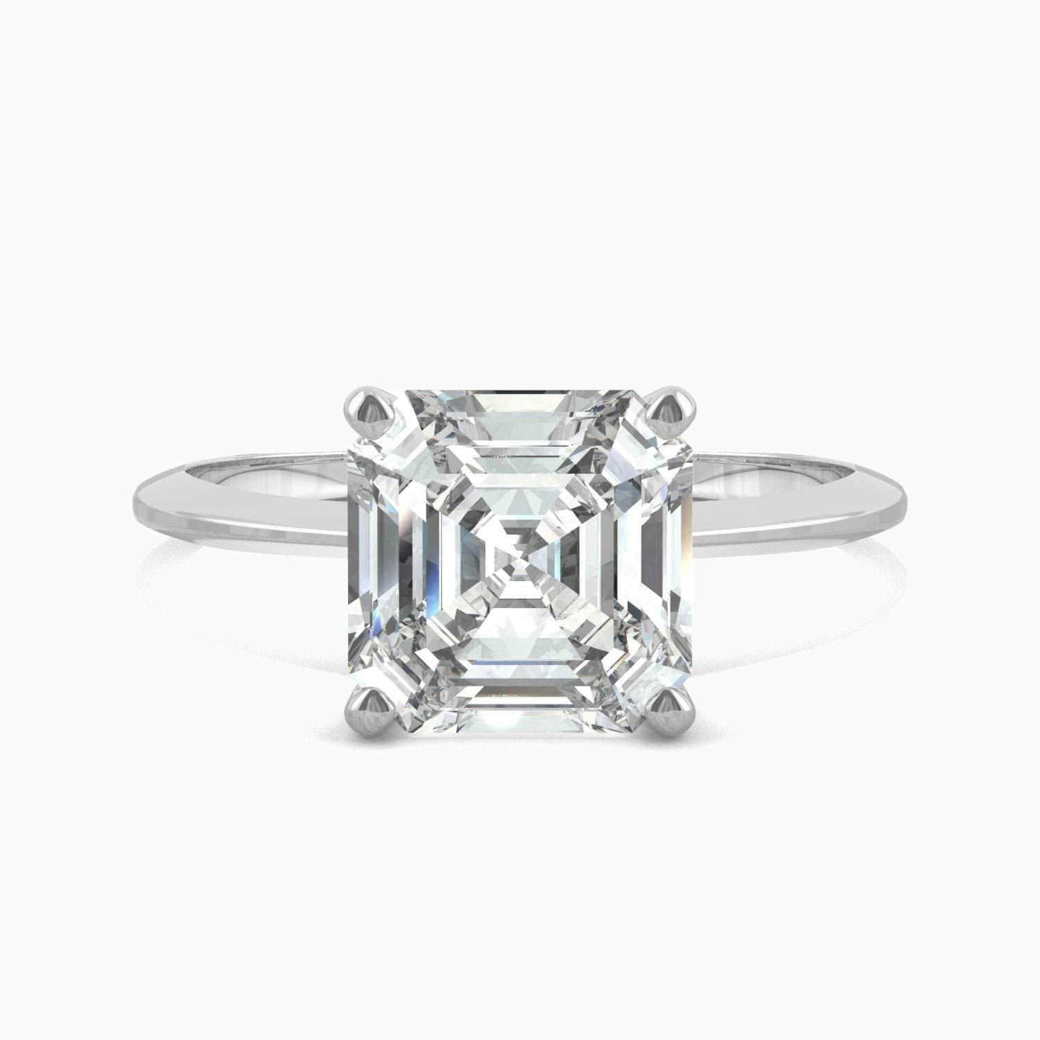 Asscher Promise Engagment Wedding Moissanite Ring Solitaire Four Prong 2 Carat
