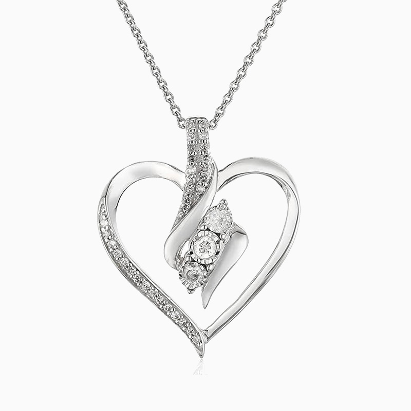 3 Stone Heart-Shaped Moissanite Necklace