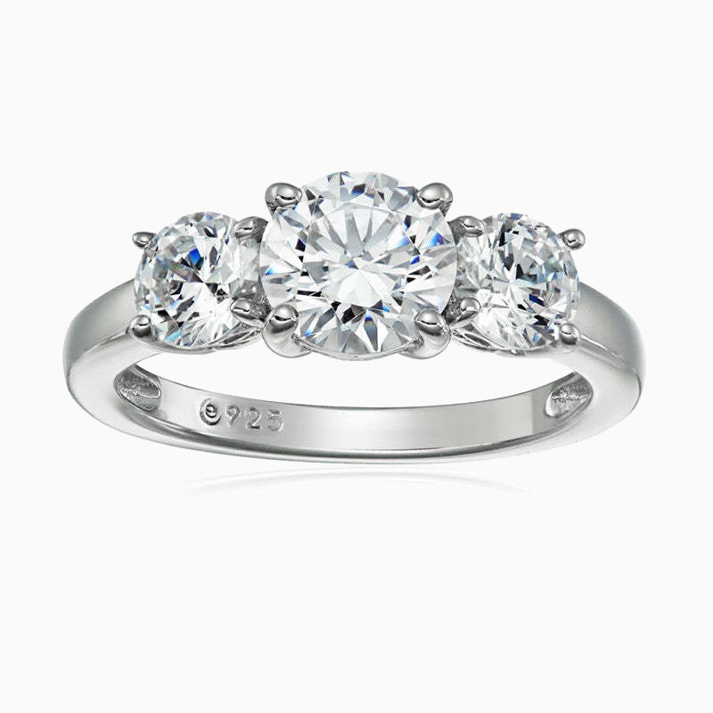 3-Stone Round Promise Engagment Wedding Moissanite Ring