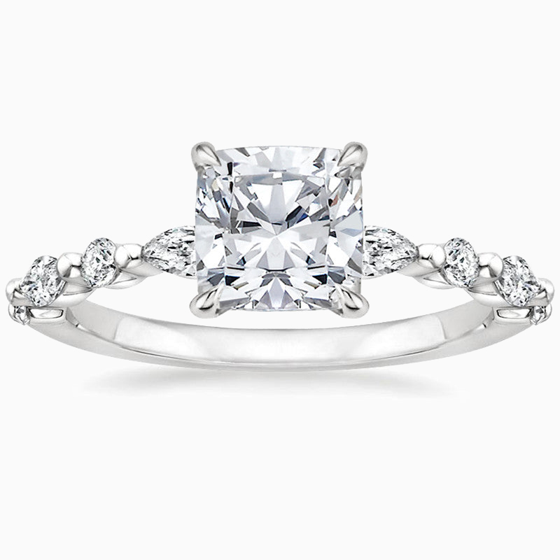 Cushion Cut Promise Engagment Wedding Moissanite Ring