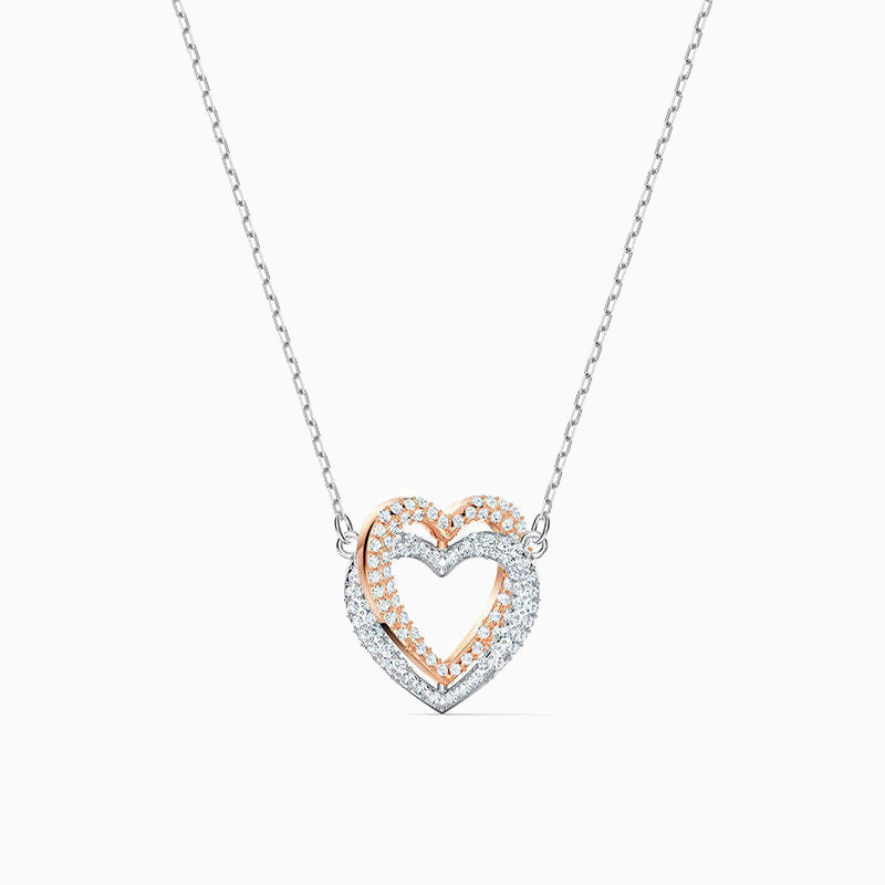 Double Hearts Necklace Moissanite Necklace