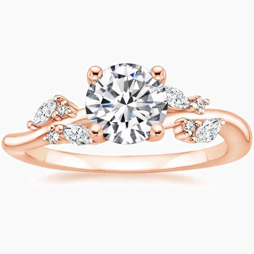 Elegant Rose Gold Plated Promise Engagment Wedding Moissanite Ring