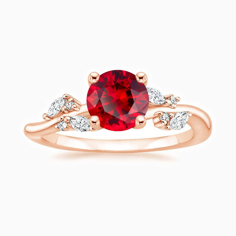 Elegant Rose Gold Plated Promise Engagment Wedding Ruby Ring
