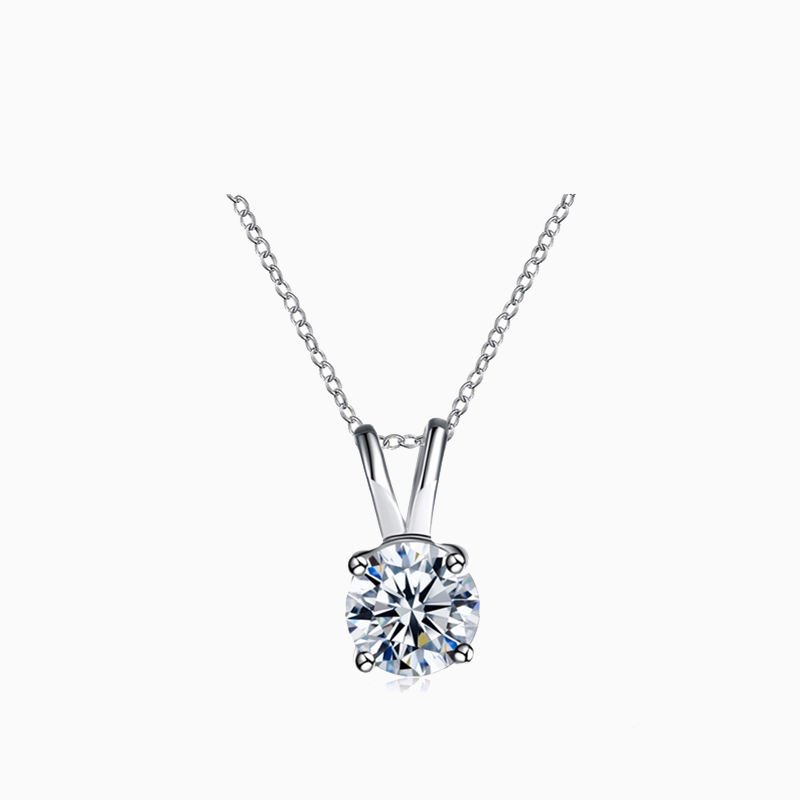 Exquisite 4 Prong Round Moissanite Necklace