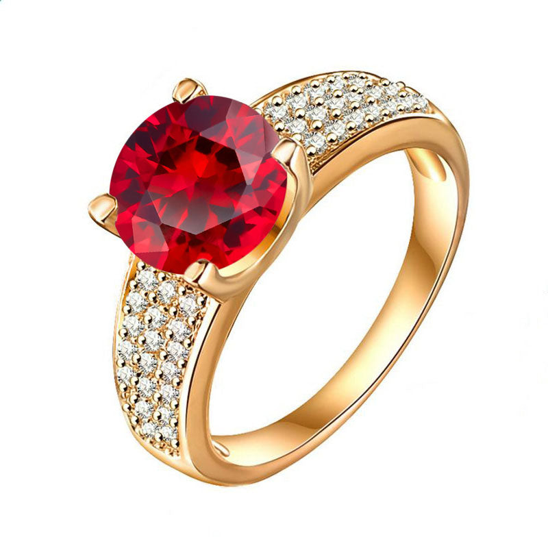 Gilded Promise Engagement Wedding Ruby Four Prongs Inlaid Ring
