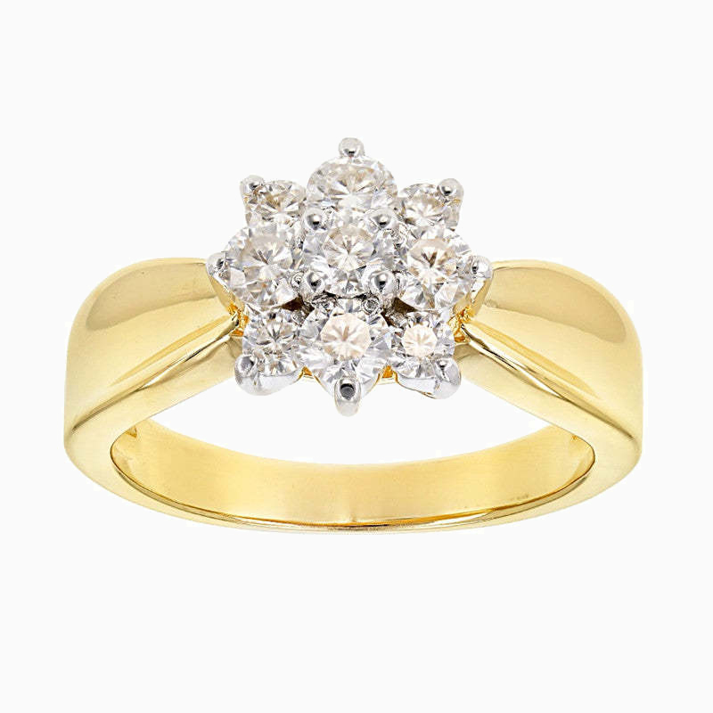 Gold Flower Shape Promise Engagment Wedding Moissanite Ring