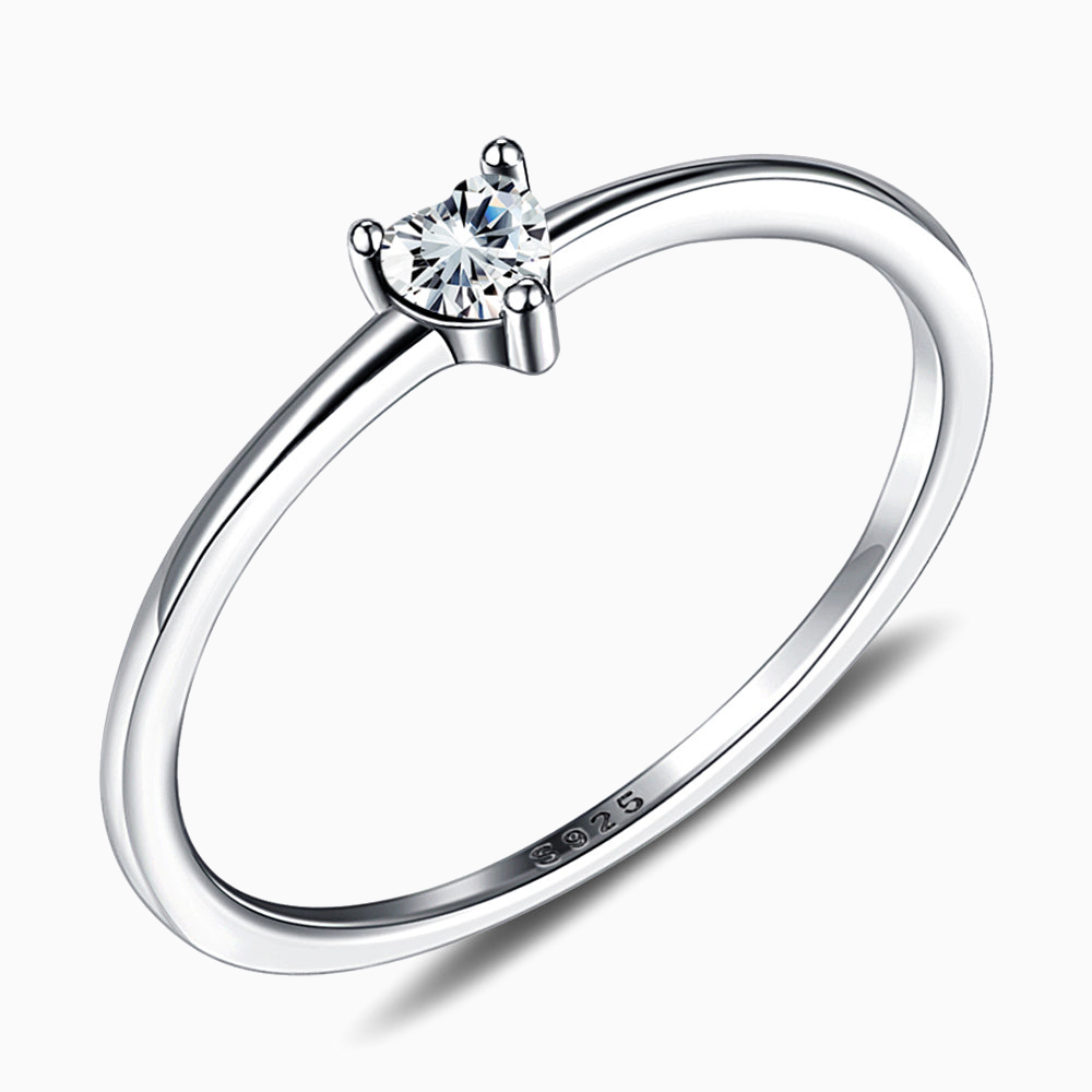 Heart Shaped Promise Engagment Wedding Moissanite Ring