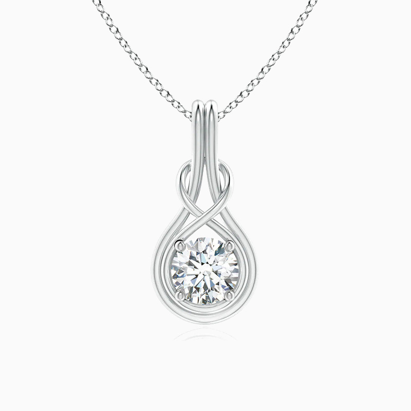 Infinity Knot Round Moissanite Solitaire Pendant
