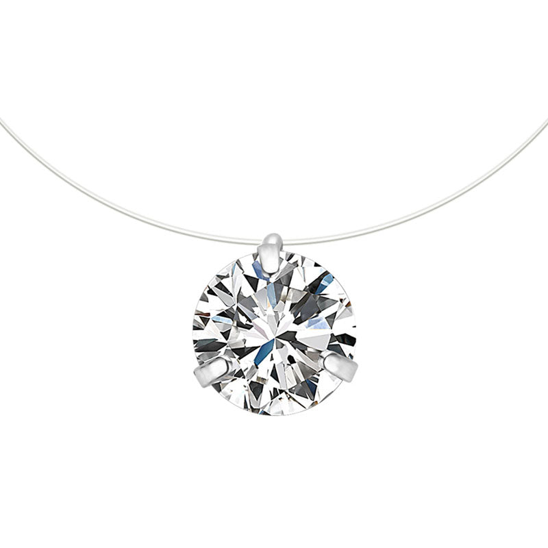 Invisible Fishing Line Three-Claw Moissanite Necklace