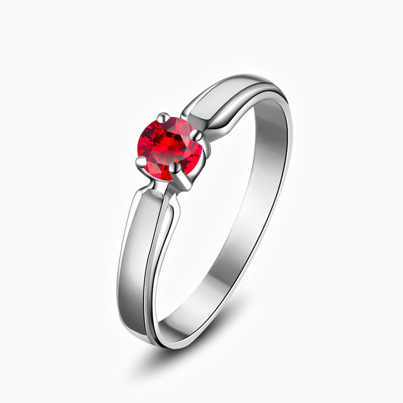 Luxury Promise Engagment Wedding Ruby 4 Prongs Inlaid Ring