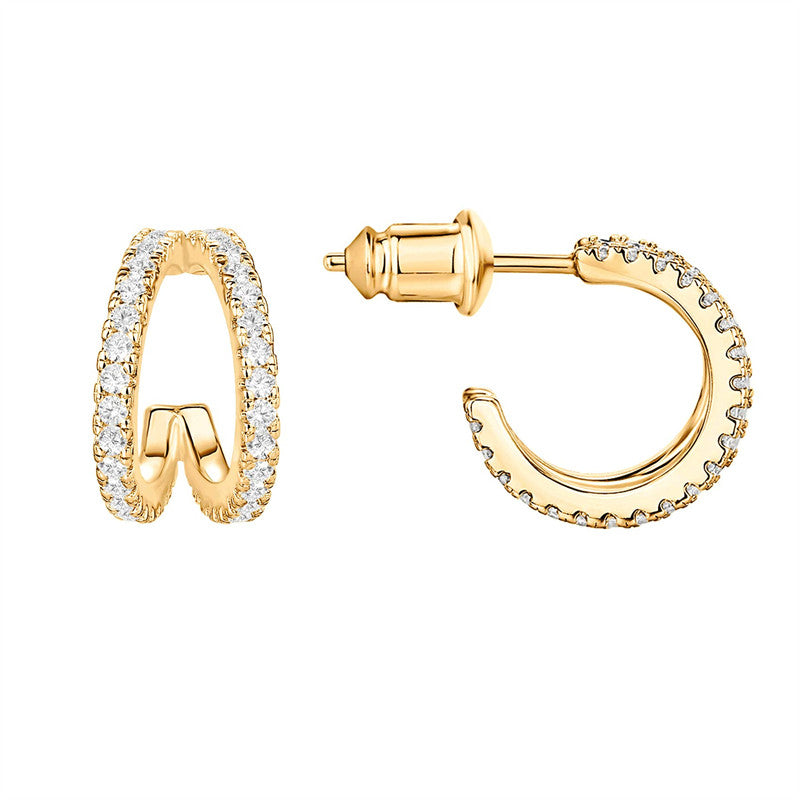 Moissanite Hoop Earring in Gold Plated Sterling Silver