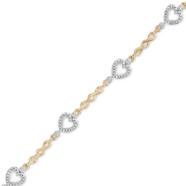 Moissanite Sideways Heart Station Twist Bracelet