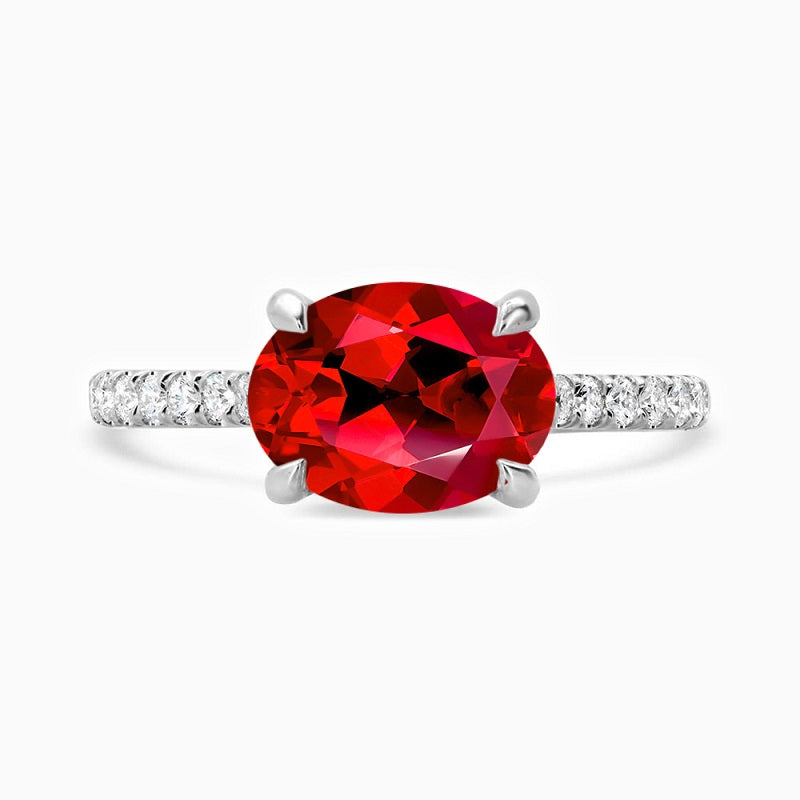 Oval Cut East West Ruby Ring