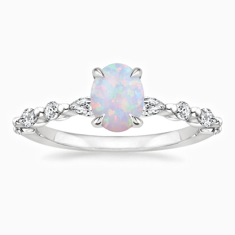 Oval Cut Promise Engagment Wedding Solitaire Opal Ring For Women