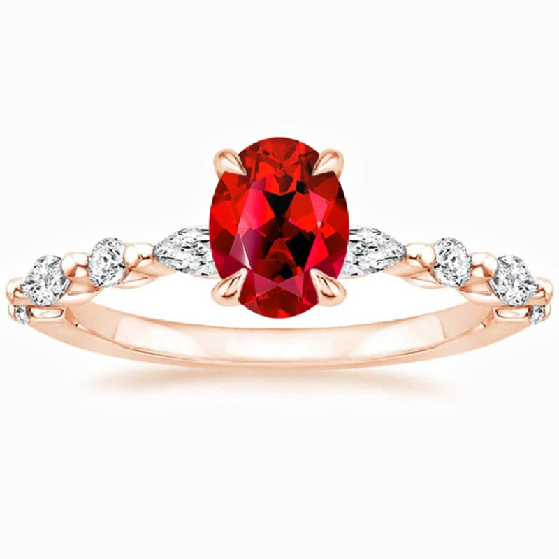 Oval Cut Promise Engagment Wedding Solitaire Ruby Ring For Women