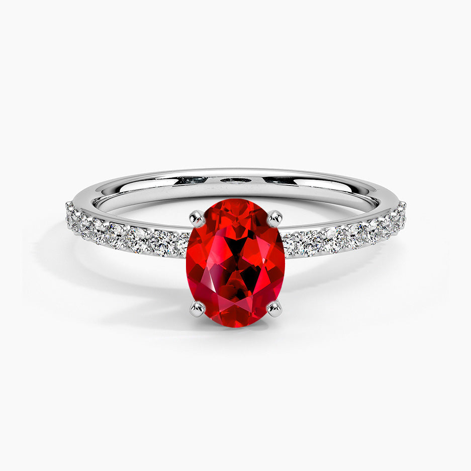 Oval Ruby Ring With Hidden Halo