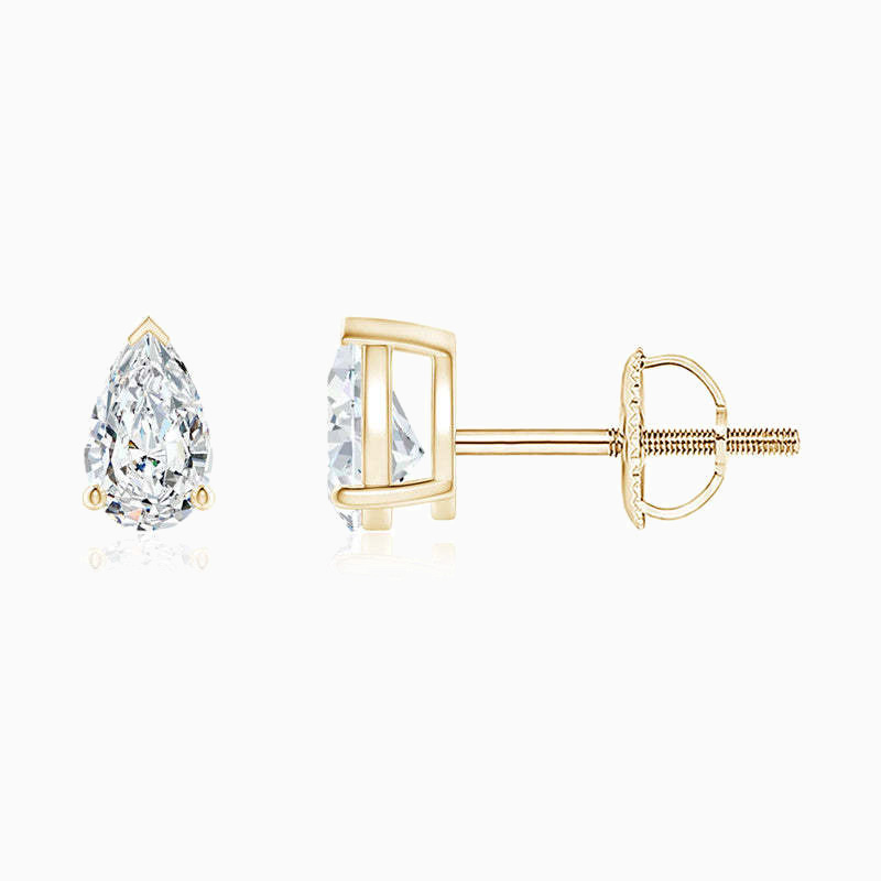 Pear-Shaped Moissanite Solitaire Stud Earrings