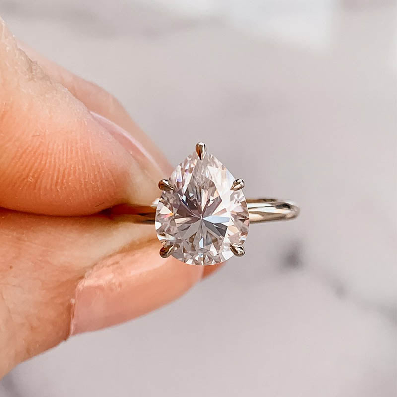 Pear Solitaire Moissanite Ring