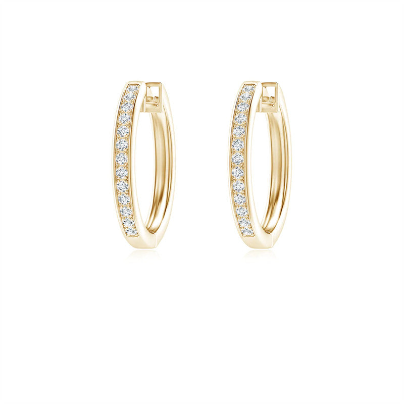 Plated Yellow Gold Moissanite Hinged Hoop Earrings