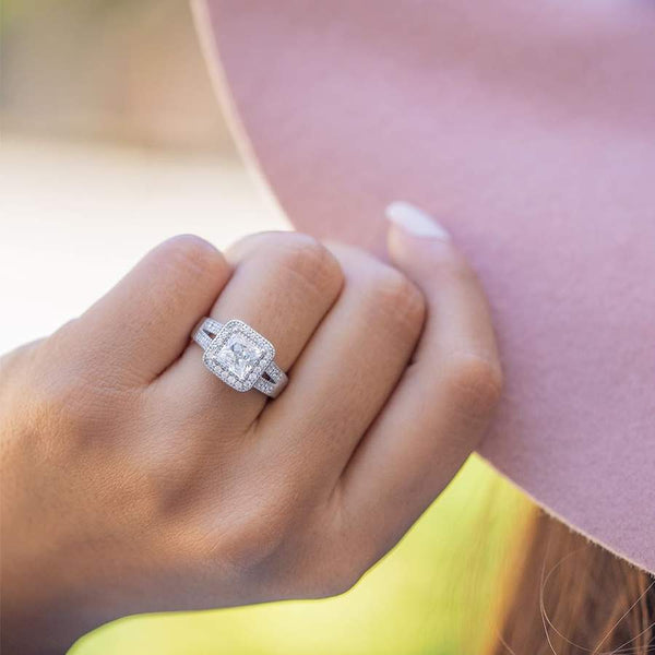 Princess Halo Moissanite Ring