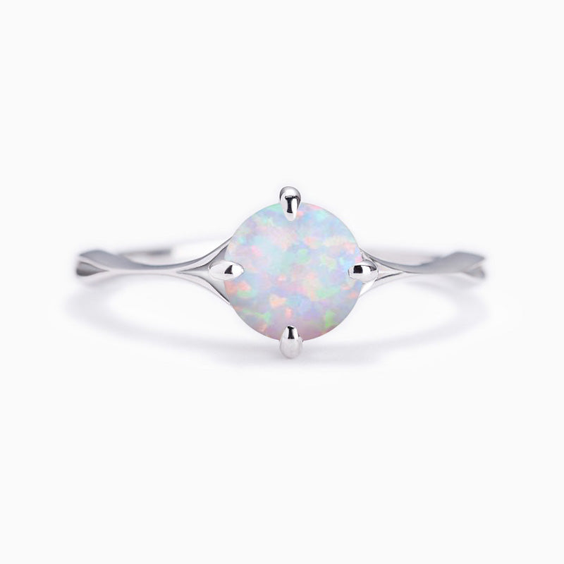 Promise Engagment Wedding Opal Ring Petite Four Prong Setting Round Solitaire Stone 1 Carat