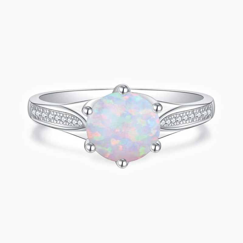 Promise Engagement Wedding With Side Accents Opal Rings for Women