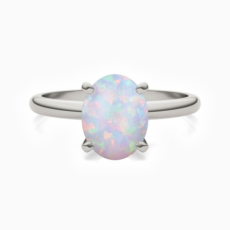 Promise Engagment Wedding Opal Four Prong Oval Solitaire Stackable Rings