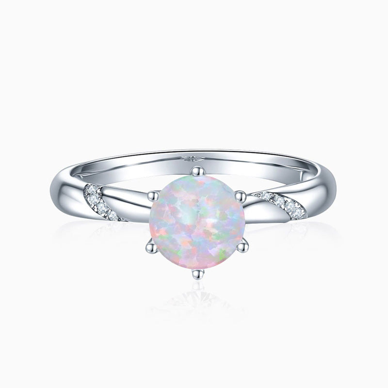 Promise Engagment Wedding Opal Ring Solitaire With Twisted Micro Pave Side Accents 1 Carat
