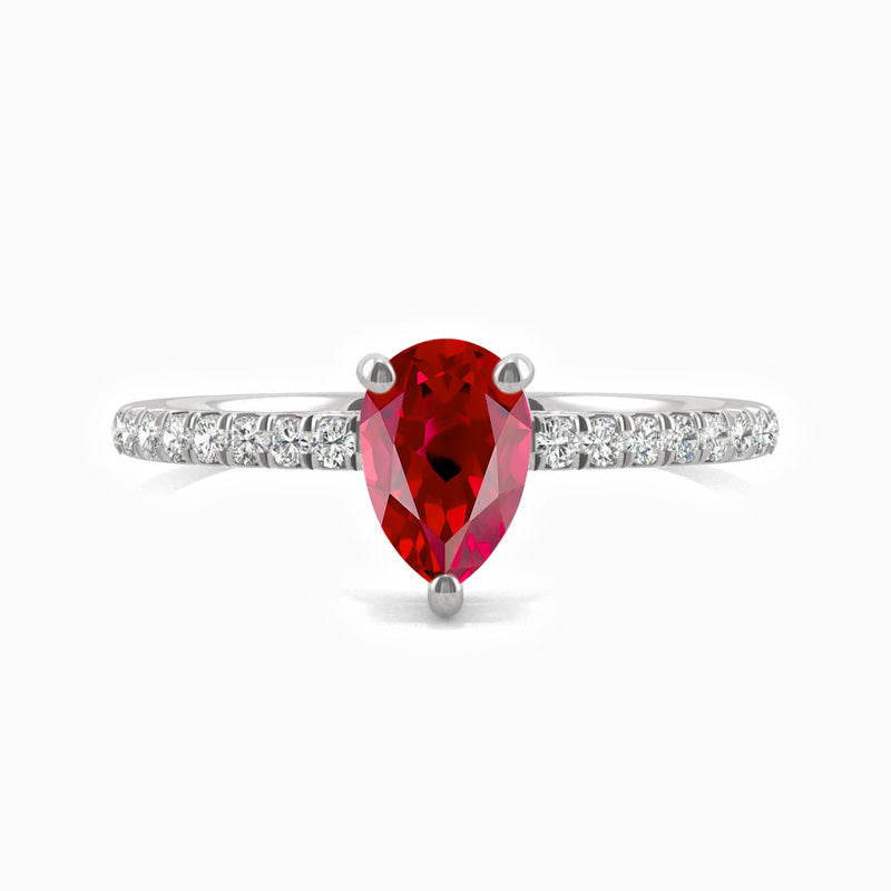 Promise Engagment Wedding Ruby Ring Pear Solitaire With Side Accents 2 Carats