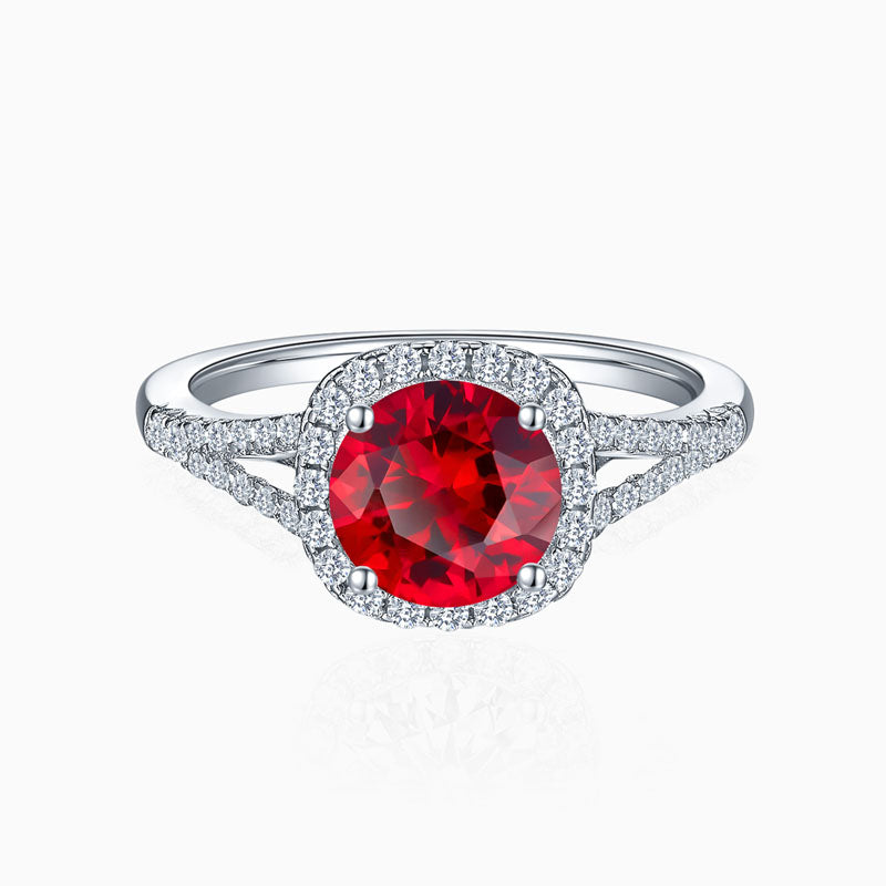 Promise Engagment Wedding Ruby Ring Round Solitaire With Micro Pave Side Accents 1.5 Carat