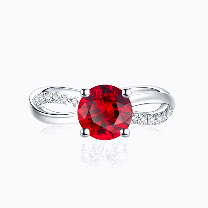 Promise Engagment Wedding Ruby Ring Twisted Criss Cross Four Prong Solitaire Stones 1 Carat