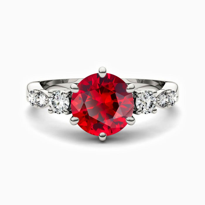 Promise Engagment Wedding Solitaire with Side Accents Ruby Ring