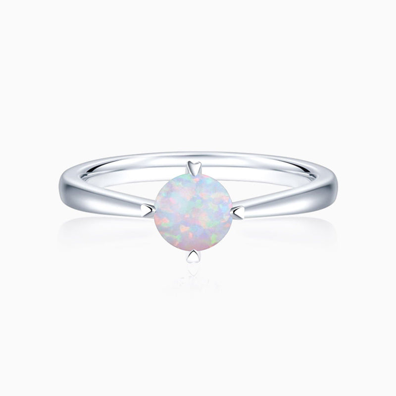 Promise Wedding Round Opal Engagement Rings Four Prong Solitaire Stone Sterling Silver 1 Carat