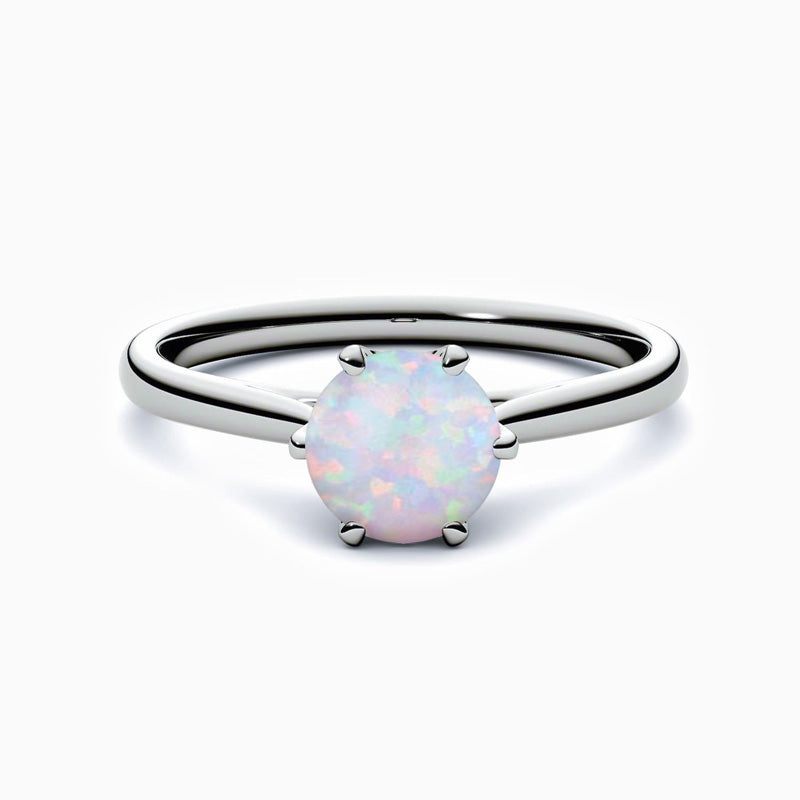 Promise Wedding Round Opal Engagement Rings Six Prong Solitaire Stone 3 Carat