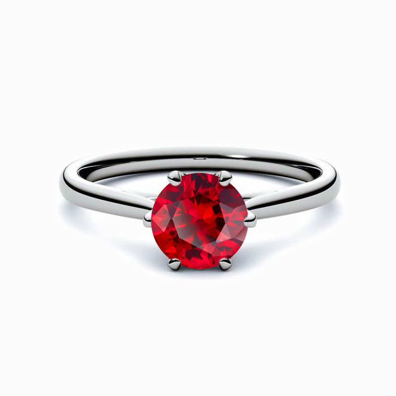 Promise Wedding Round Ruby Engagement Rings Six Prong Solitaire Stone 3 Carat
