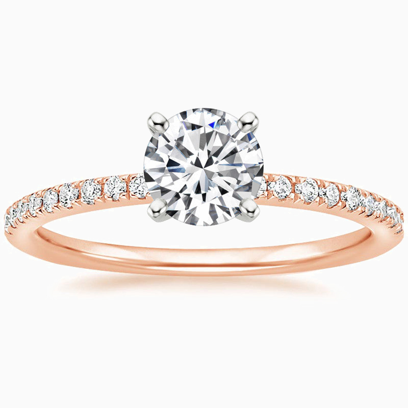 Rose Gold Classic Sparkling Promise Engagment Wedding Moissanite Ring